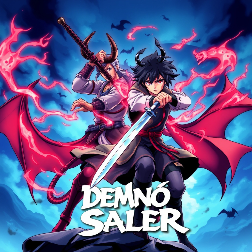 Demon Slayer anime cover art showing sword fighting